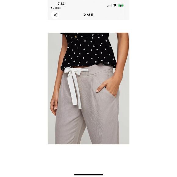 Wilfred Aritzia Allant Cropped Tie-waist Linen Blend Trousers Womens Sz 4 Pants - Picture 2 of 14